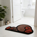tapis moderne marron orange oiseau stylisé antidérapant doux salon entrée chambre bain
