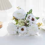 bouquet fleurs artificielles roses classiques intérieur mariage anniversaire décoration vase blanc