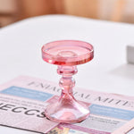 support bougie verre rose vert motif diamant décoration table mariage classique objet déco maison