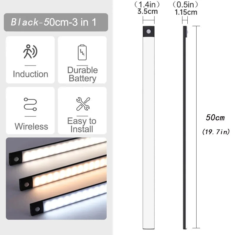 lampe nuit détecteur mouvement blanc rectangle moderne minimaliste rechargeable couleurs clips indicator