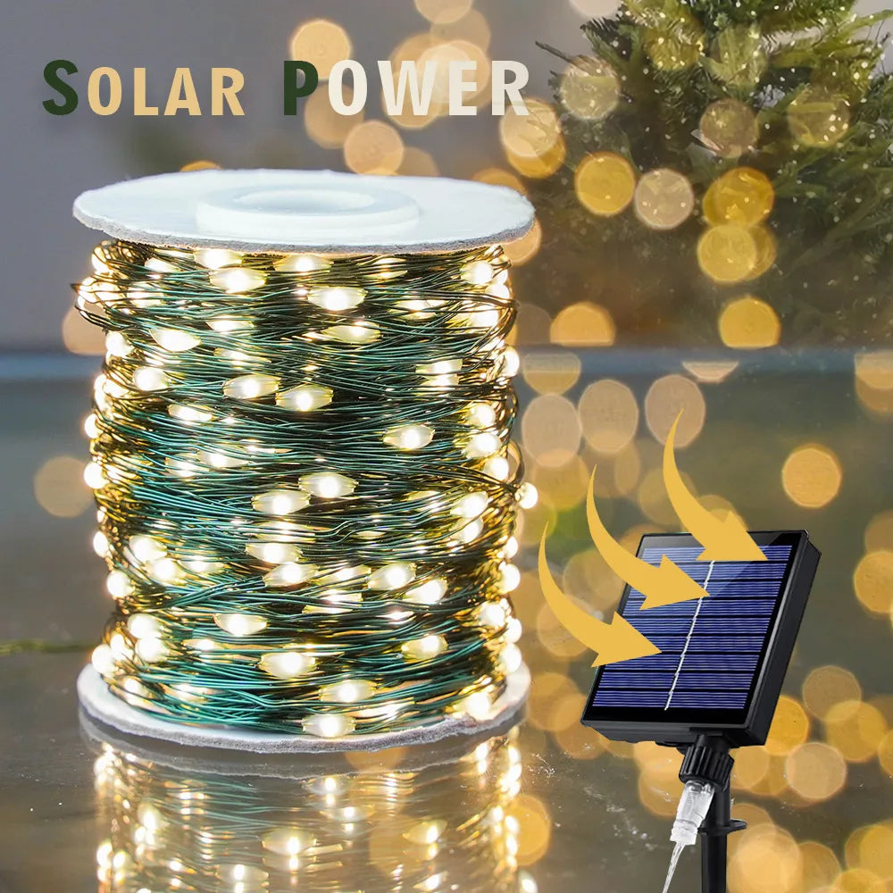 guirlande lumineuse solaire vert blanc modes étanches décoration noël