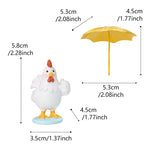 statue décorative miniature coq parapluie extérieur intérieur blanc rouge orange jaune bleu lisse tissu