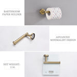 accessoires salle bain ensemble porte serviettes rouleau papier toilette crochet robe finition laiton doré