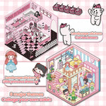 stickers 3d maison poupées animées rose blanc vert décoration enfant crafting mignon detalles adhesifs