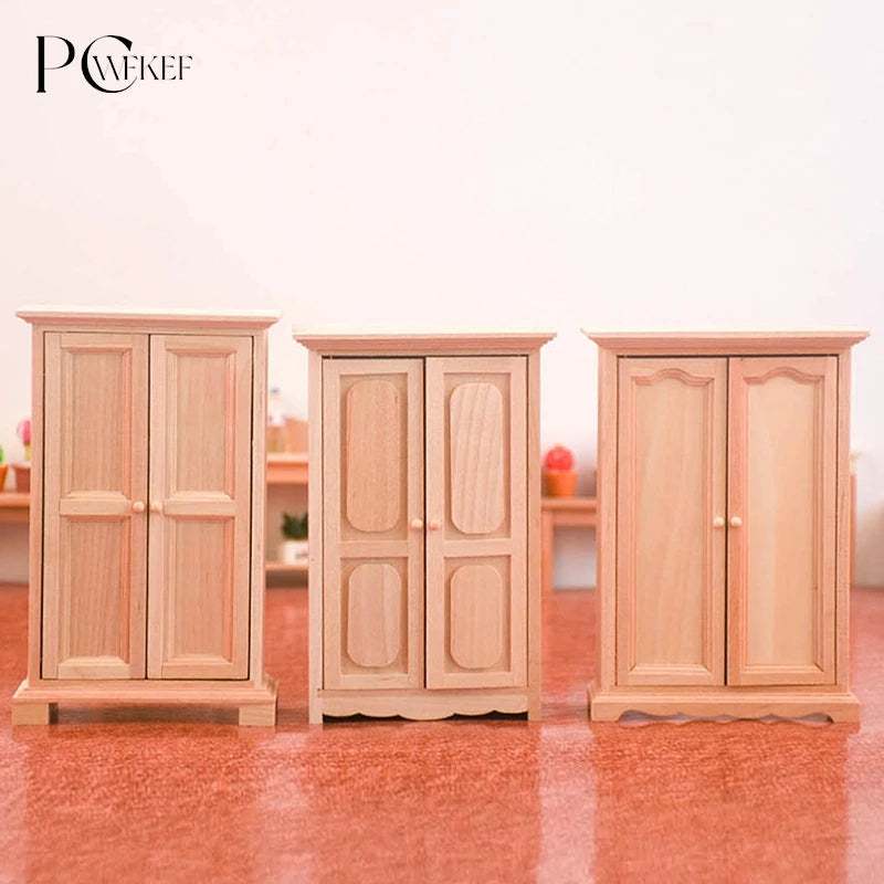 meubles miniatures bois armoires placards classique rustique jouets deco enfants chambre coucher accessoire poupées