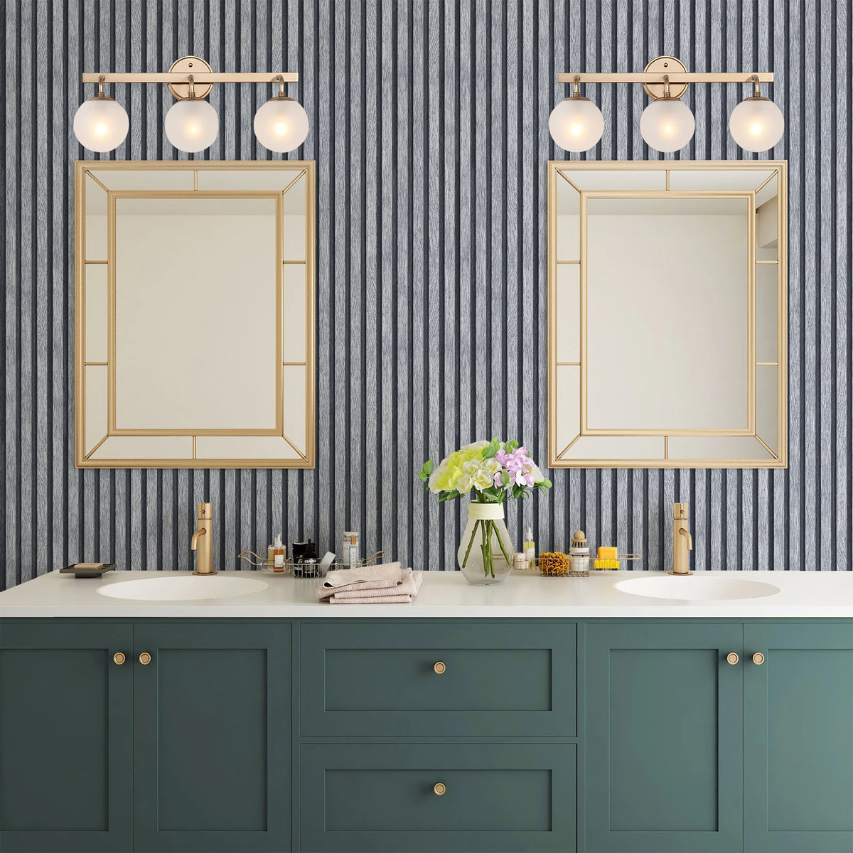 papier peint autoadhésif effet rayures verticales gris bleu marine moderne résistant humidité salon chambre