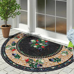tapis d'entrée moderne mosaïque motifs floraux antidérapant extérieur noir marron beige vert blanc