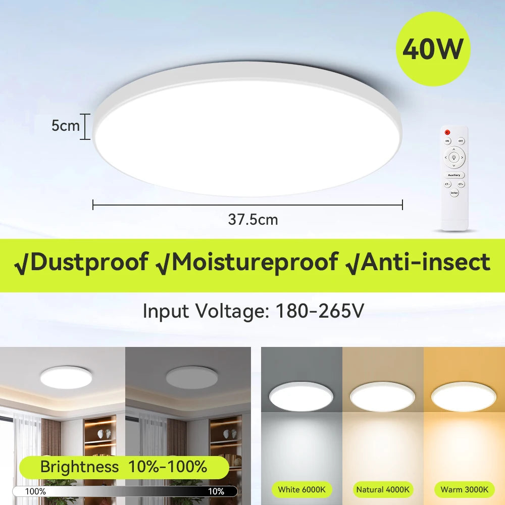 lampe led blanc moderne plaque montage inclusion télécommande trois couleurs changeantes