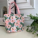 sac provisions toile multicolore fleurs moderne sans fermeture éclair poignées pique nique étudiant lunch