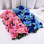 décoration murale moderne bouquet artificiel rose violet bleu lysintérieur anniversaire mariage