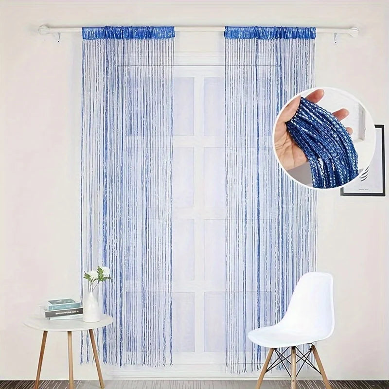 rideau franges semi transparent moderne blanc multicolore porte chambre coucher décoration