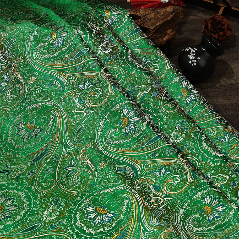 tissu brocart floral rose clair rouge vert bleu fleurs classique 100 polyester 75cm DIY