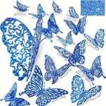 papillons décoratifs bleu violet doré glitter 3d adhésifs décoration anniversaire mariage noël