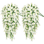 guirlande artificielle fleurs fines feuilles vertes moderne décoration extérieure vigne accrochée blanc vert
