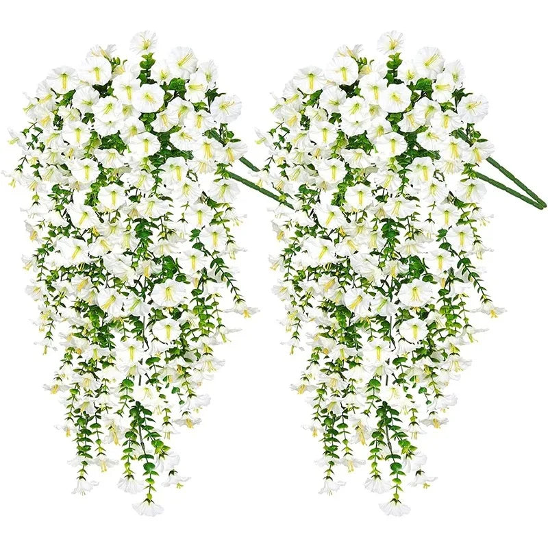 guirlande artificielle fleurs fines feuilles vertes moderne décoration extérieure vigne accrochée blanc vert