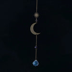 bijou pendentif cristal or bleu violet vert formes géométriques motifs oculaires translucides boho chic