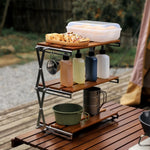 étagère pliable bois brun clair moderne trois niveaux clips fixation multifonctionnelle campingintérieur