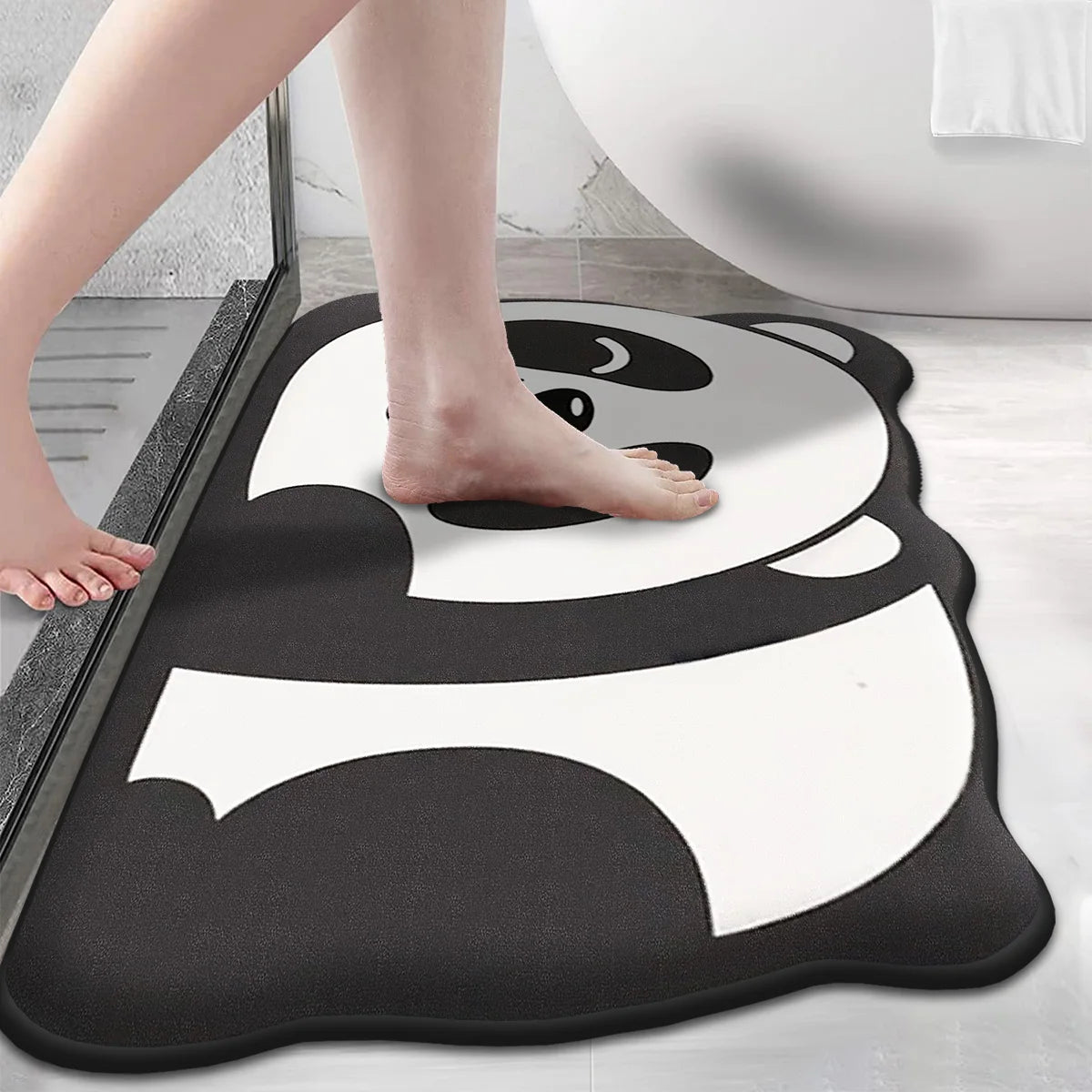 tapis bain moderne motif panda noir blanc absorbant 40x60cm 50x80cm