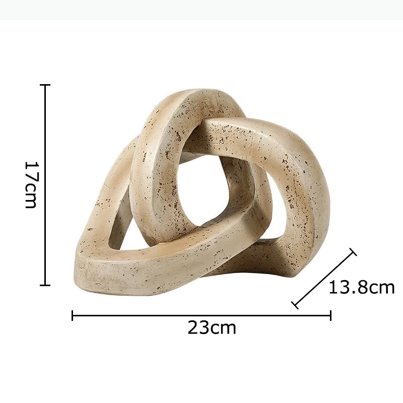 sculpture décorative nœud tressé moderne minimaliste beige texturé opacité totale cặp trang trí bàn