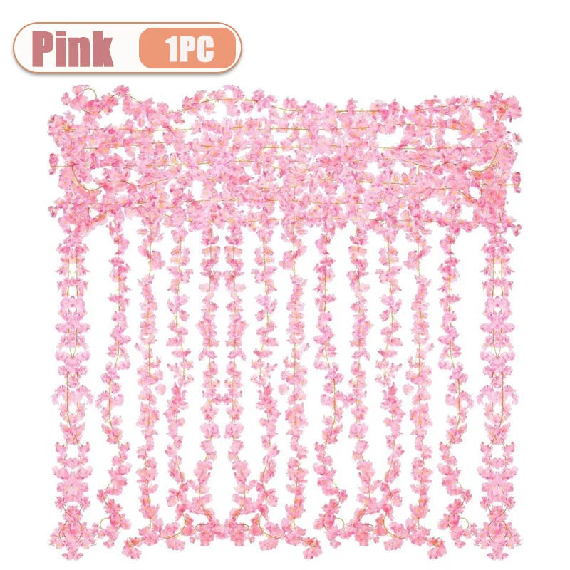 guirlande fleurs artificielles rose clair decoration murale exterieure maison romantique 180cm fête anniversaire