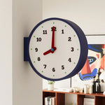 horloge murale double face moderne bleu blanc aiguilles quartz résine salon