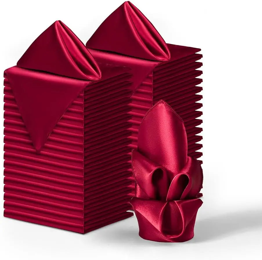 serviettes table satin rouge modernes 12 pièces cuisine mariage fêtes