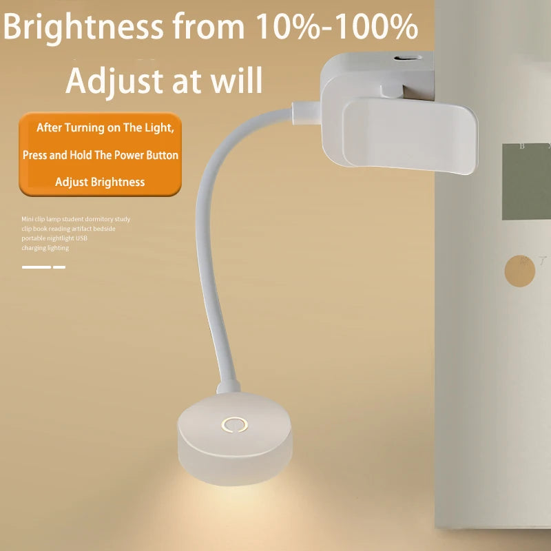 lampe lecture rechargeable led clip blanc moderne veilleuse 360° ajustable flux lumineux portable certification