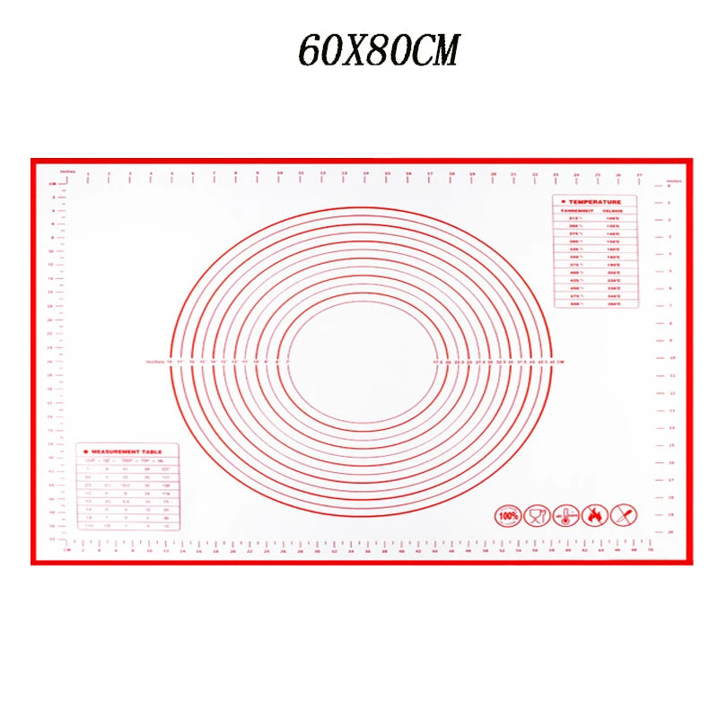 tapis rouleuse silicone blanc rouge cercles mesures cuisine pâtisserie antiadhésive moderne pratique ecofriendly