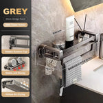 étagère salle bain ventouse aluminium moderne gris lisse minimaliste sans perçage mur suspension organisateur