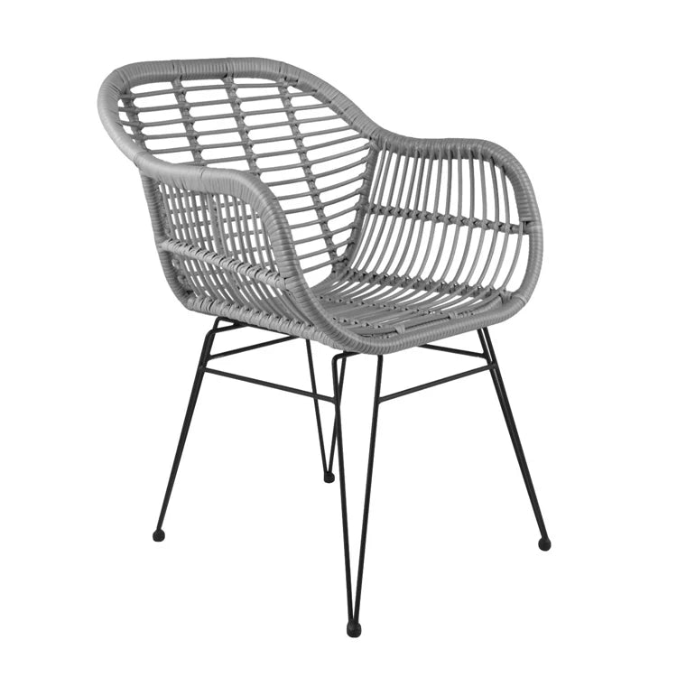chaise moderne rotin tressée coussin noir blanc beige