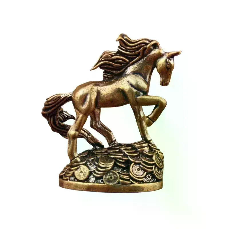 statue decorative cheval bronze details sculptes base pieces anciennes decoration traditionnelle asiatique