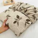 housse matelas coton lin plaid fleurs papillons moderne beige marron blanc double oreillers