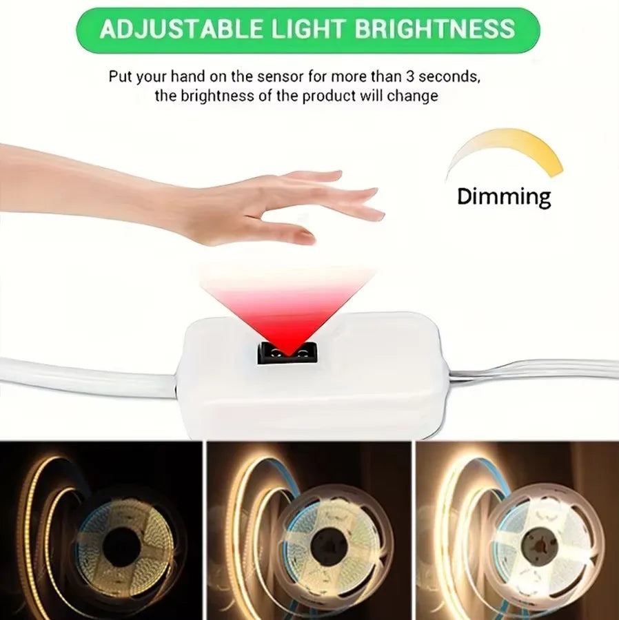 ruban led flexible blanc chaud 320 led contrôleur usb câble variateur intensité détecteur mouvement