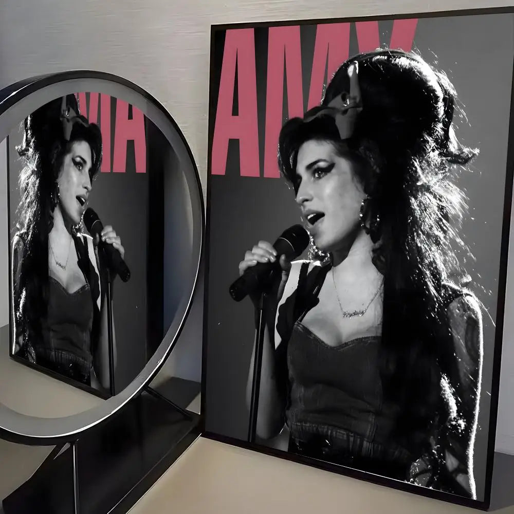 affiches aamy winehouse noir blanc cadres muraux decoration classique facile chambre college moderne pvc
