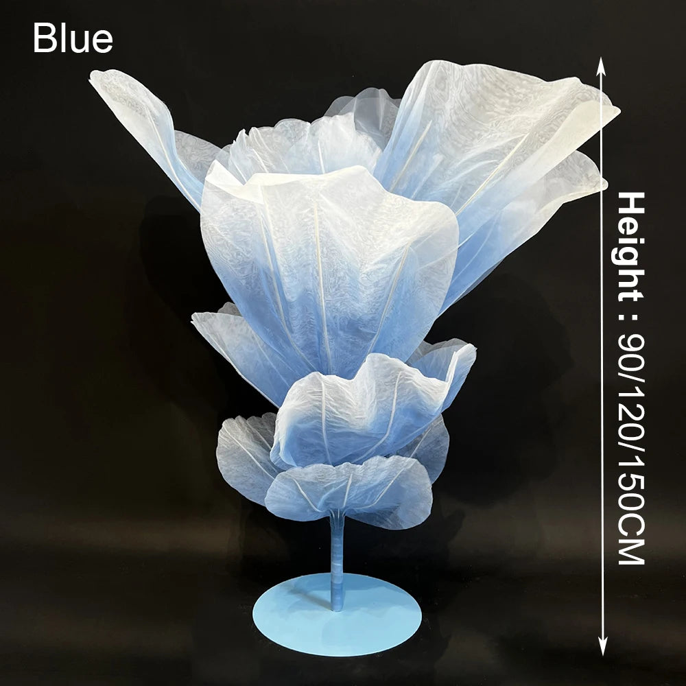 décoration intérieure fleur table soie blanc bleu rose 150cm moderne élégante tulle opaque