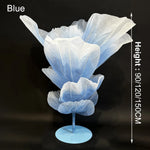décoration intérieure fleur table soie blanc bleu rose 150cm moderne élégante tulle opaque