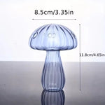 vase moderne transparent champignons colorés orange rouge bleu vert reflets