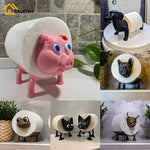 support rouleau papier toilette animaux rose noir gris beige porc grenouille adhesive fixe