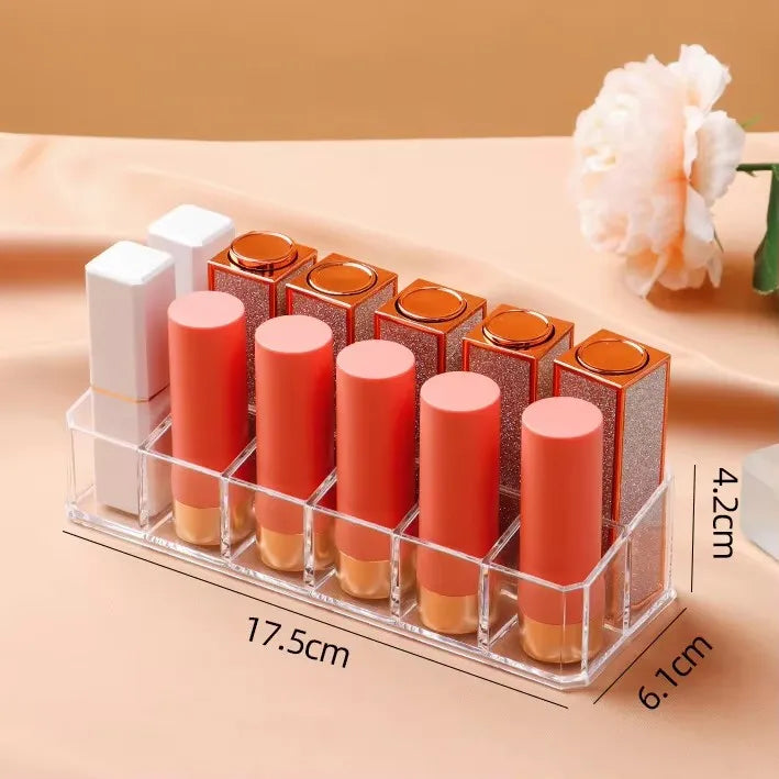 présentoir transparent rouge lèvres organisateur maquillage pinceaux crèmes poudres moderne minimaliste acrylic
