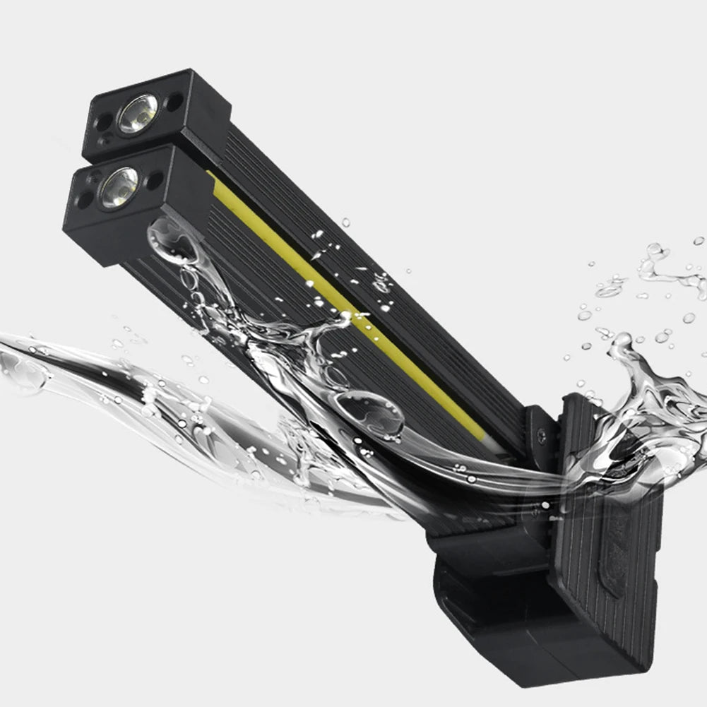 lampe travail multifonctionnelle led rechargeable portable clips magnétiques noir moderne 178mm longueur
