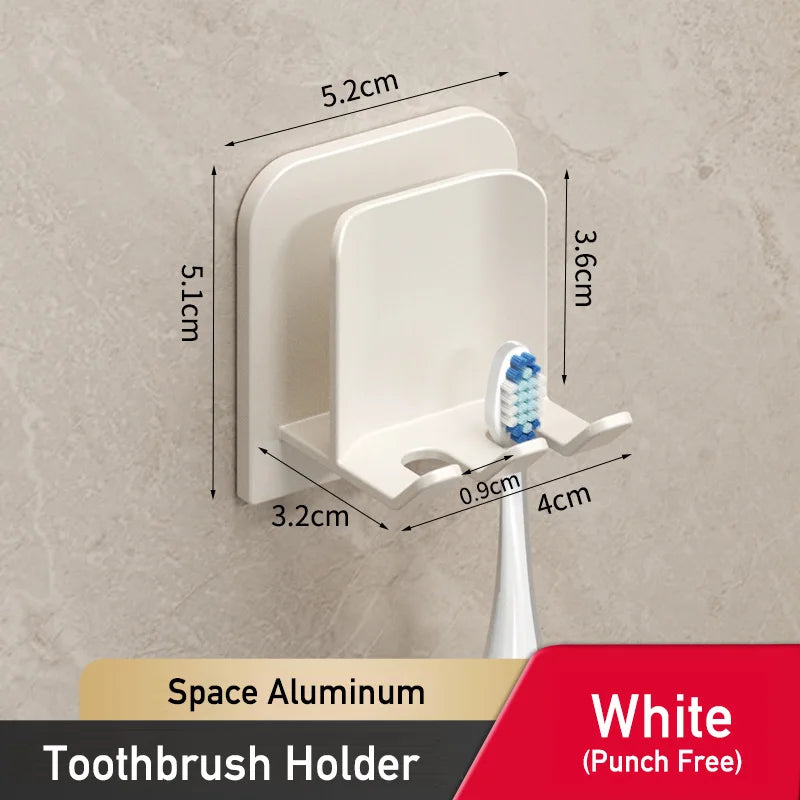 distributeur dentifrice mural gris métallisé moderne adhésif embout dégagement minimaliste