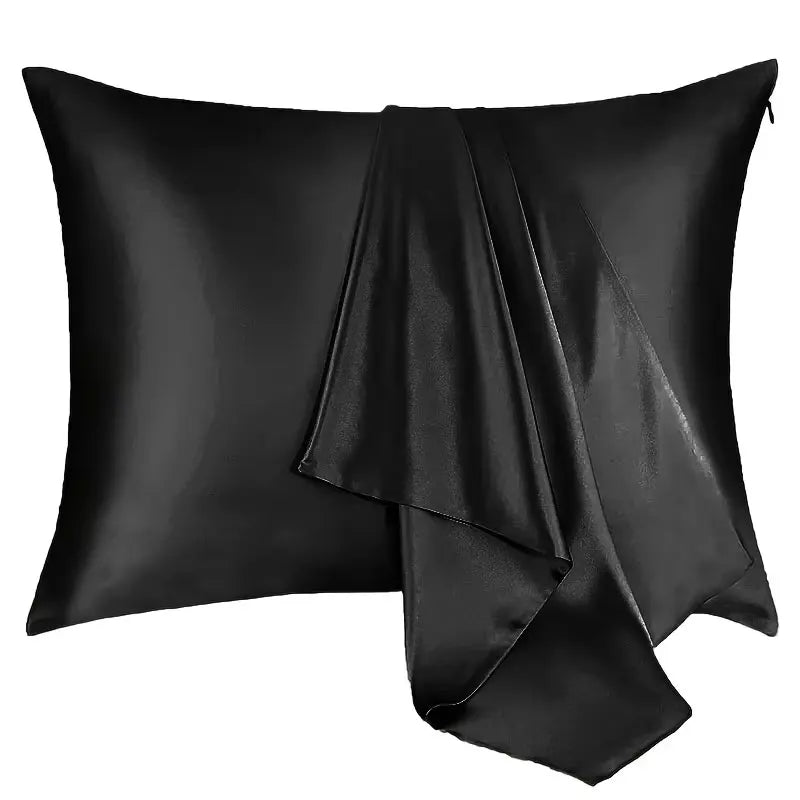 protège oreiller gris uni moderne 100 polyester fermeture glissière hypoallergénique respirant satin