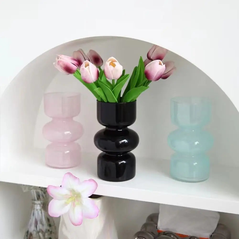 vases blanc noir rose vert clair modernes minimaux empilés fleur artificielle