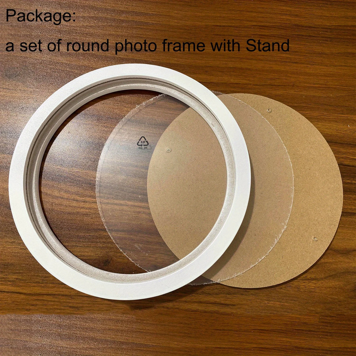 cadre photo rond bois blanc marron verre transparent broderie forêt écureuil fleurs papillons champêtre