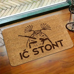 tapis d'entrée moderne marron clair imprimé personnage stylisé antidérapant extérieur porte chambre coucher decoration