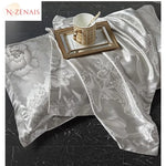 ensemble literie luxueux gris motifs floraux couverture taies d'oreiller polyester qualité adulte