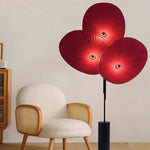 lampe sol moderne rouge bleu rayures horizontales base solide interrupteur led métal