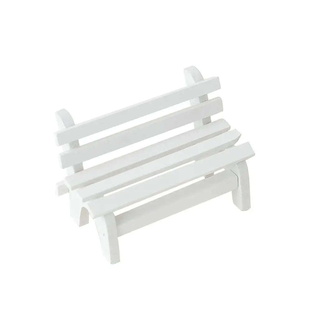 mini banc bois blanc simple décoration intérieure artisanal pastoral miniature jardin figuration