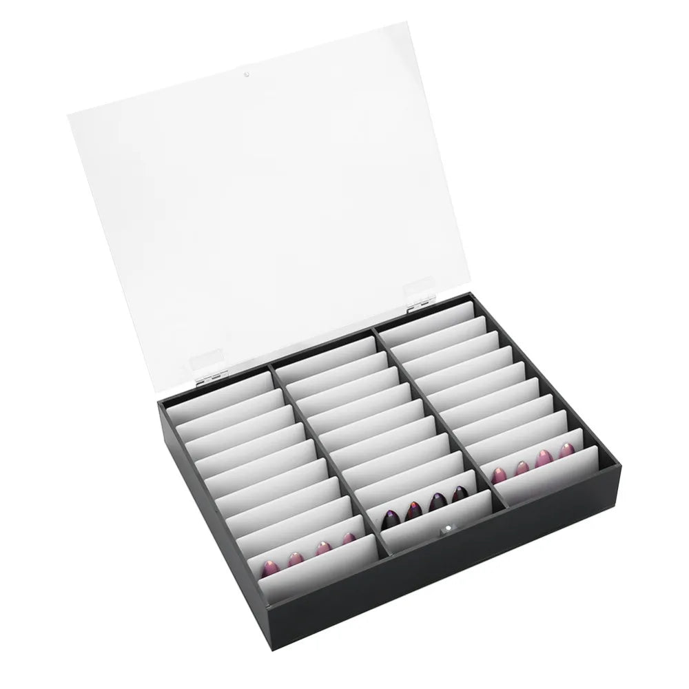 présentoir rangement faux ongles noir blanc compartiments organiser magasin store affaires étalage produits variés