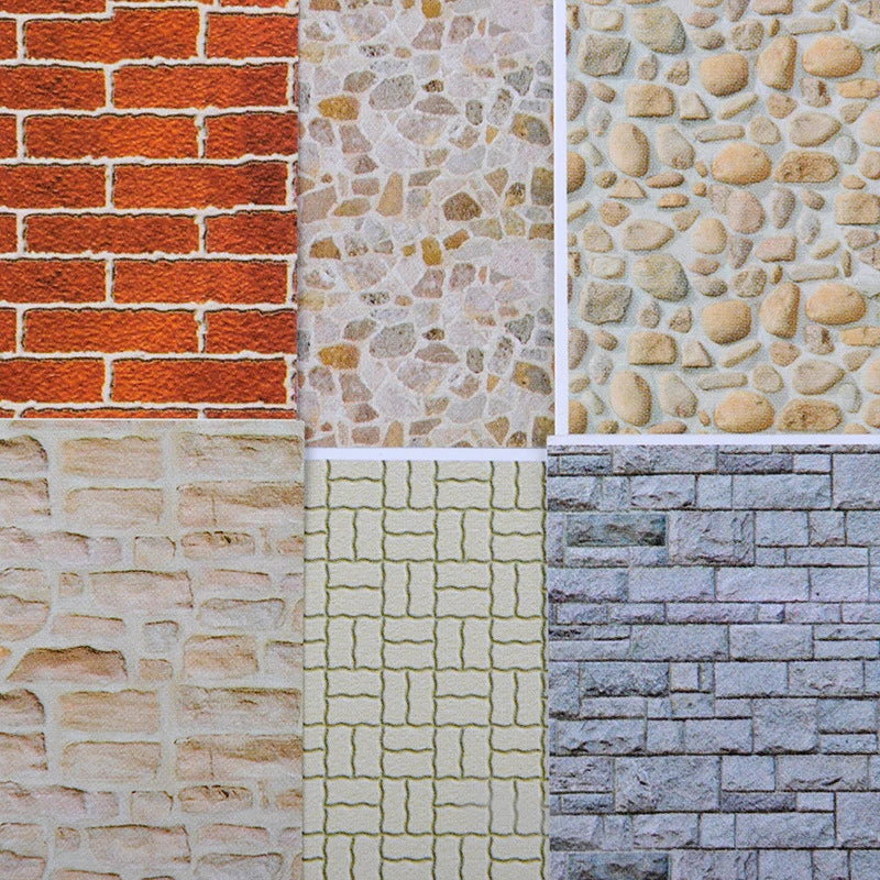autocollants bâtiments marron beige gris vert rouge adhésif opaques décoratifs stickers matériaux papier 21x29cm